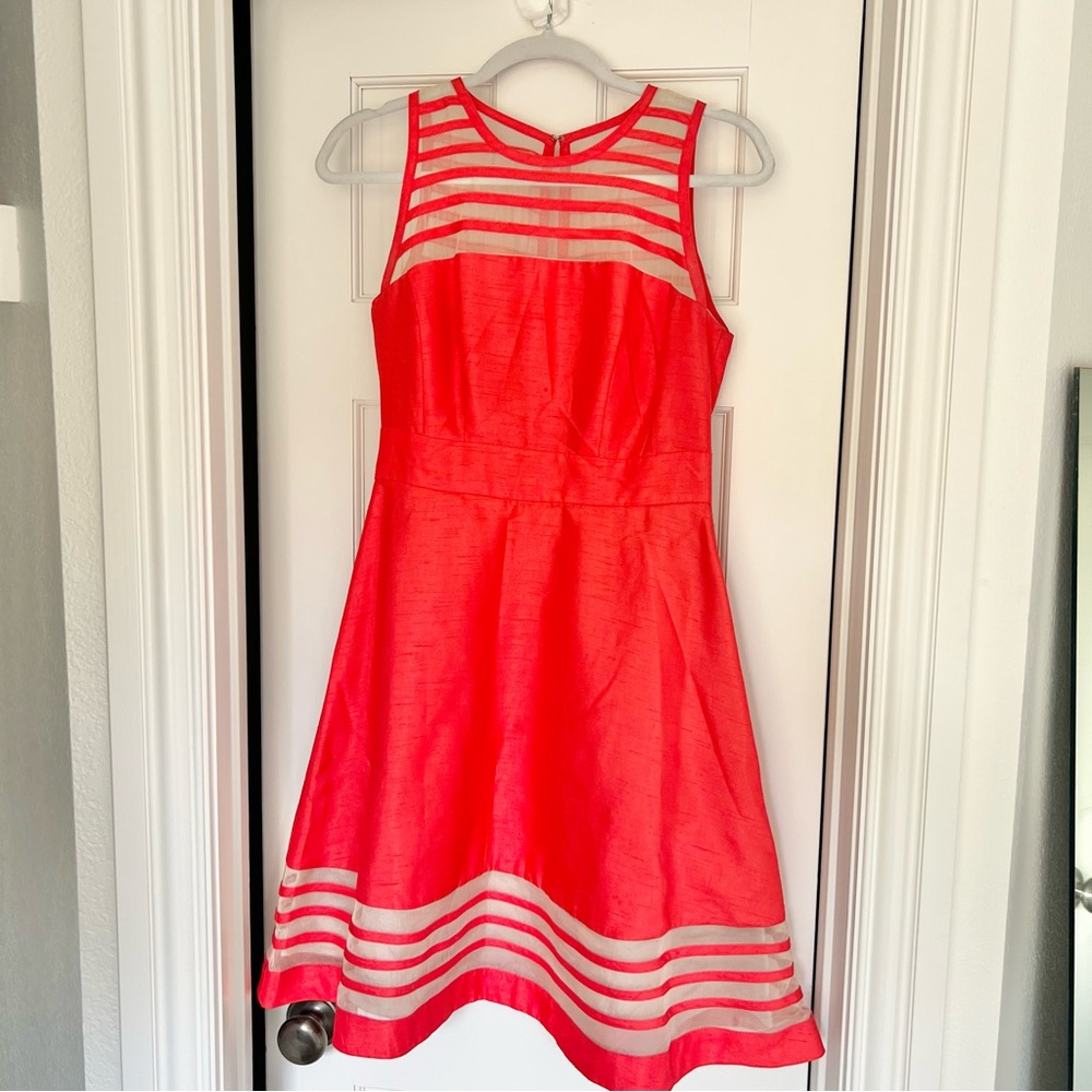 Women’s polyester/silk sleeveless orange/red dress size 2